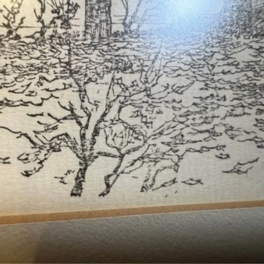 Pair of Vintage Nautical Ink Etchings in Wood Frames [Art 444]